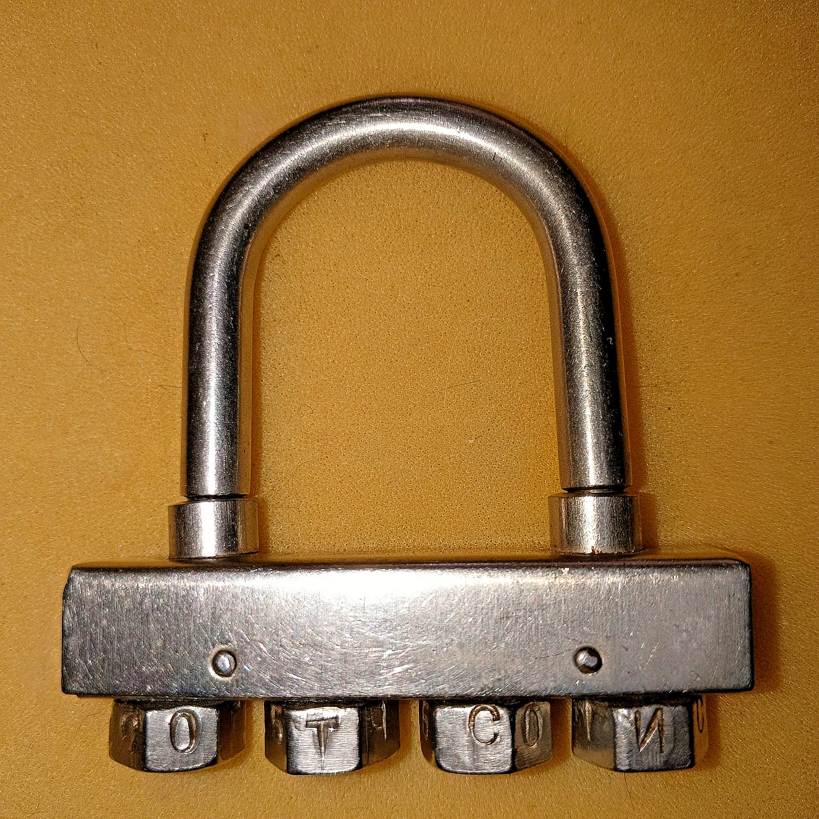 Vintage USSR Padlock with 4 Code Combination RUSSIAN LETTERS on the turn handle