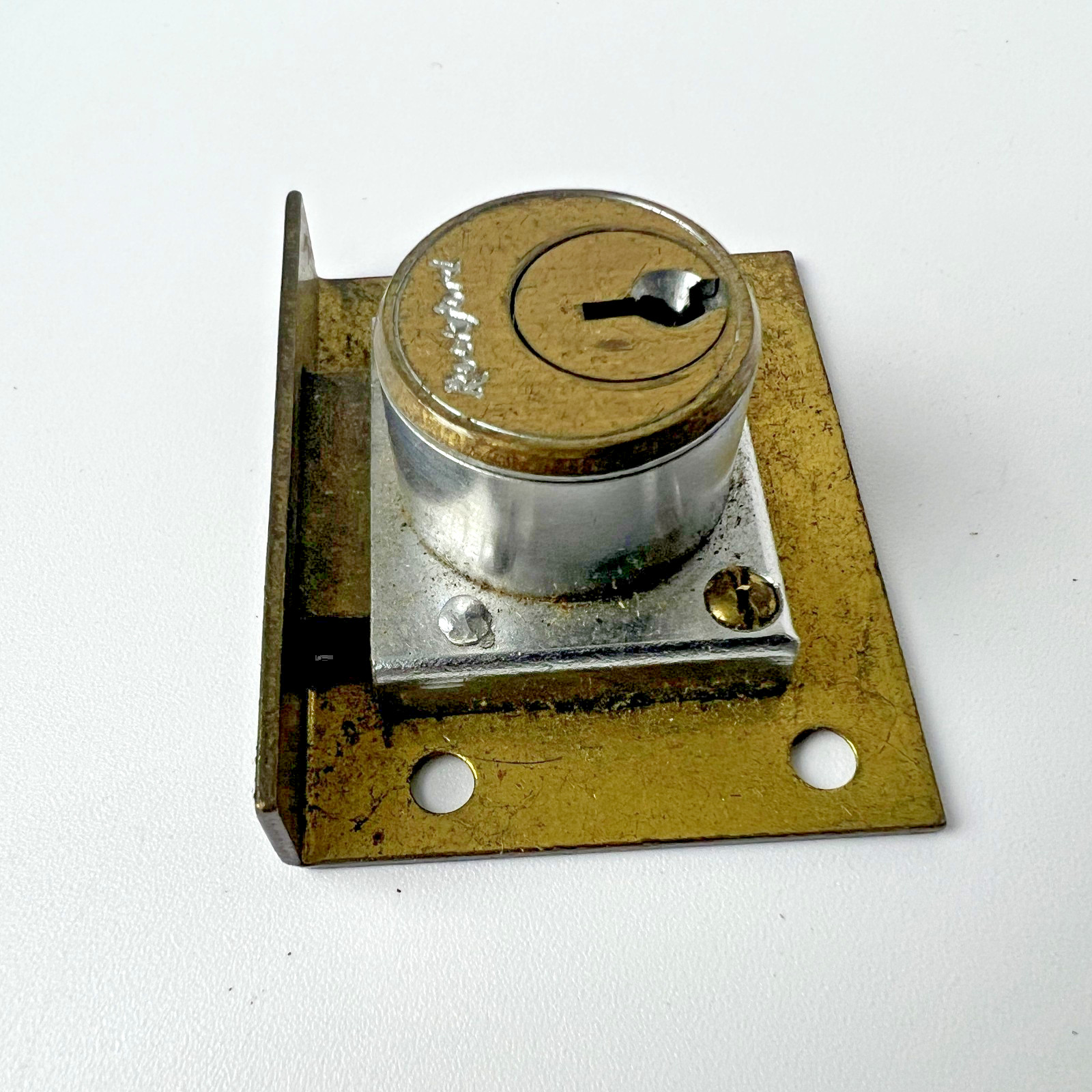 National Lock Co Rockford Cabinet Drawer Lock E184 Keys Vintage Brass Hardware