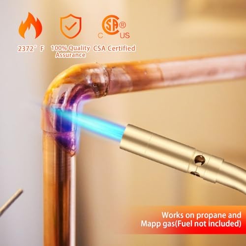 Propane Torch Head, Manual Start Solid Brass Brazing Torch Fuel by 1 Torch