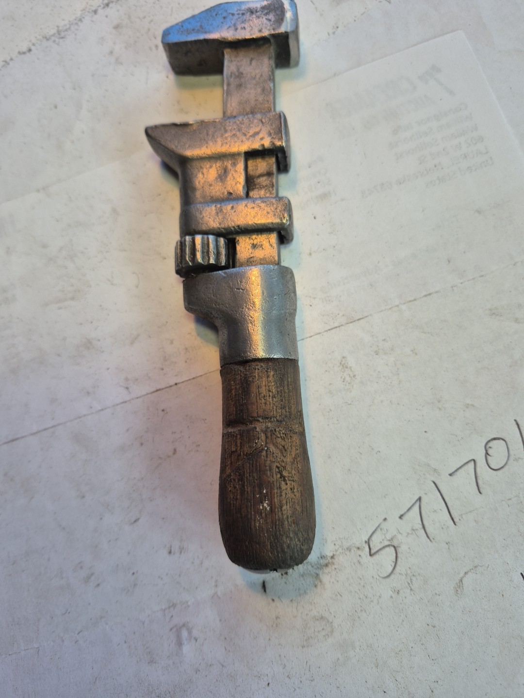 Antique Mfd. Under L Coes Wrench Co. 6 1/2 InMonkey Wrench Worcester, Mass.