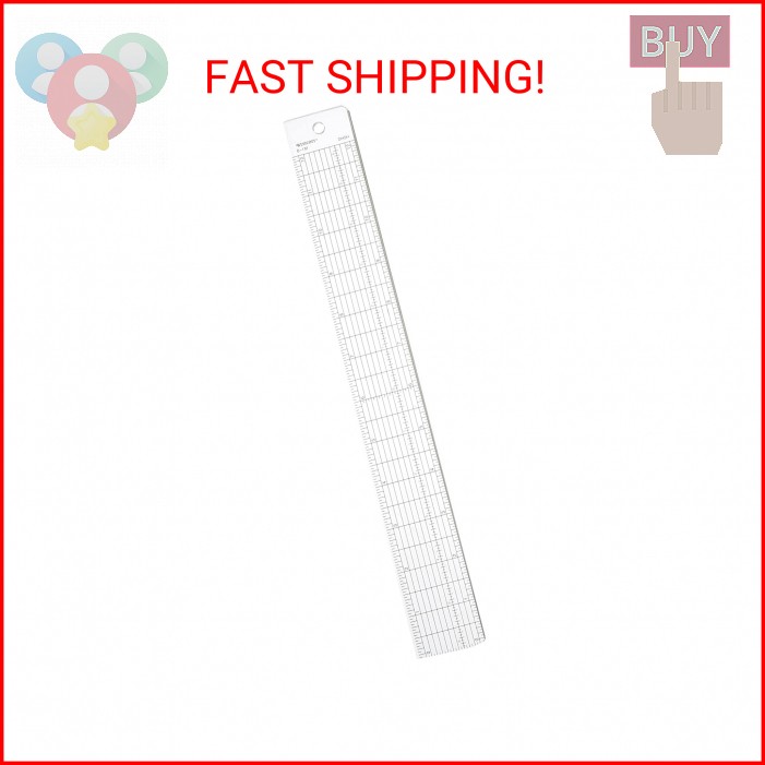 Westcott Grid Ruler with Metal Cutting Edge, 1.5 x 12, Transparent (B-1M)