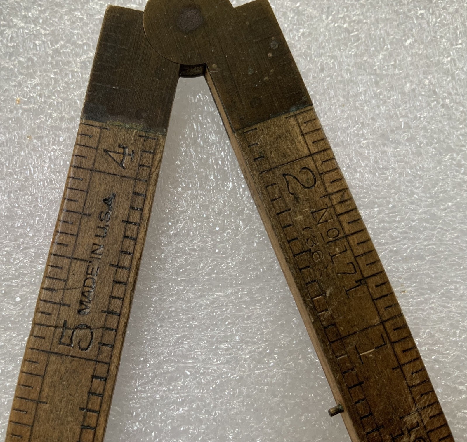 Vintage Small Lufkin Folding Rule Brass Bound #171 Made in U.S.A.