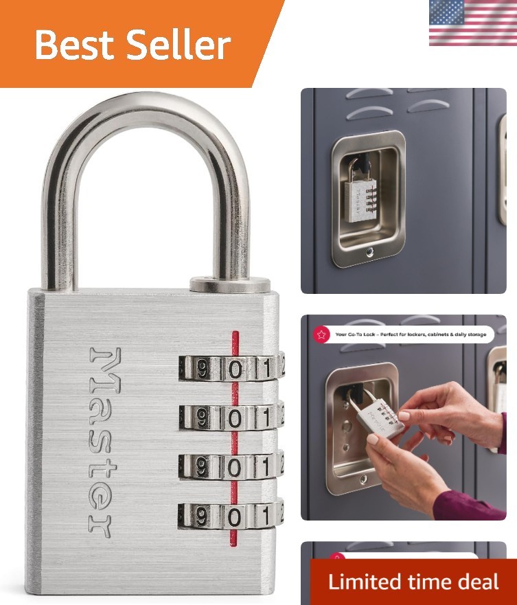 Lightweight Silver 4-Digit Combination Lock: Ideal for Indoor Storage & Travel