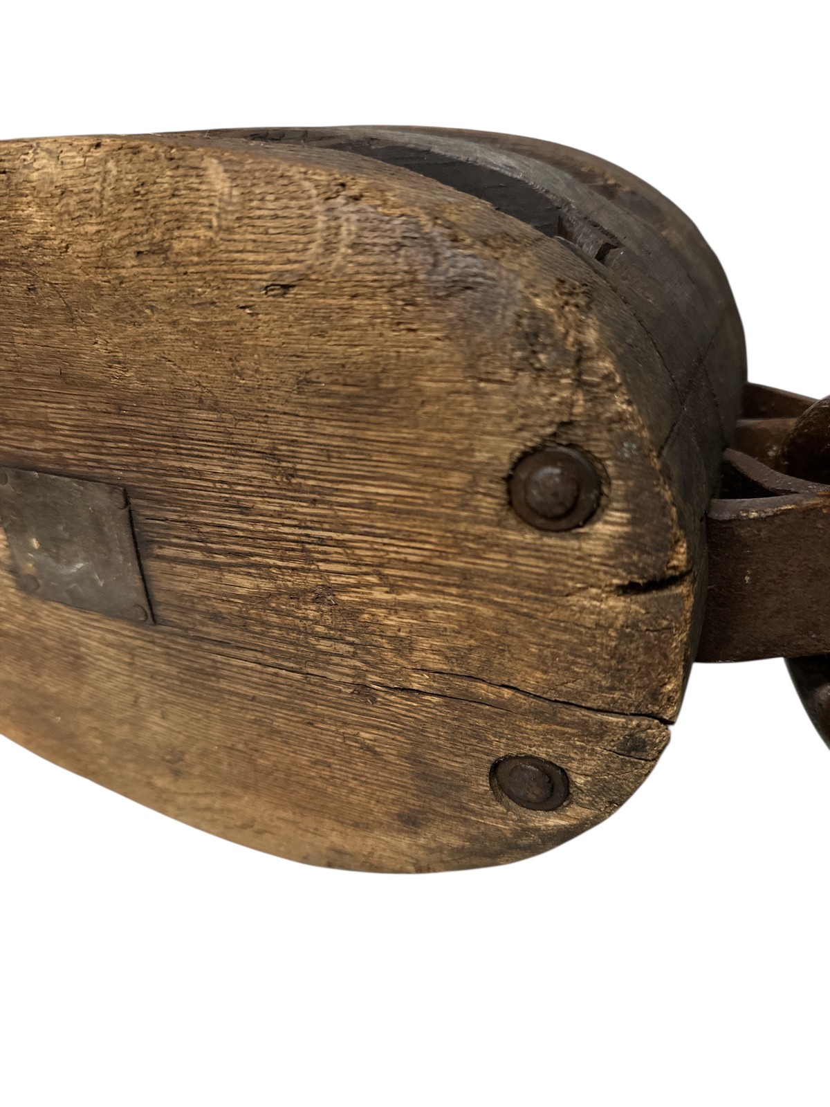 Antique Western Block Co. Large Double Pulley Block & Tackle Hoist 21” long