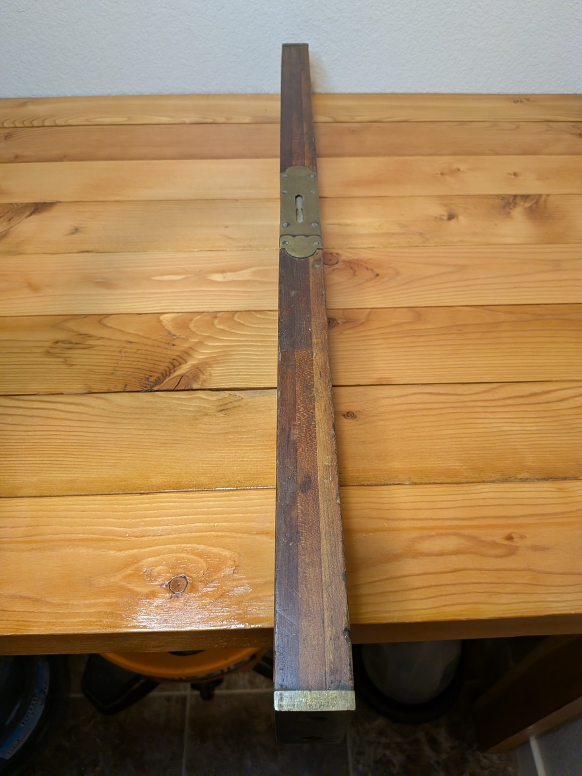 Antique 28″ Henry Disston & Sons Wooden Spirit Level Brass Keystone USA Works