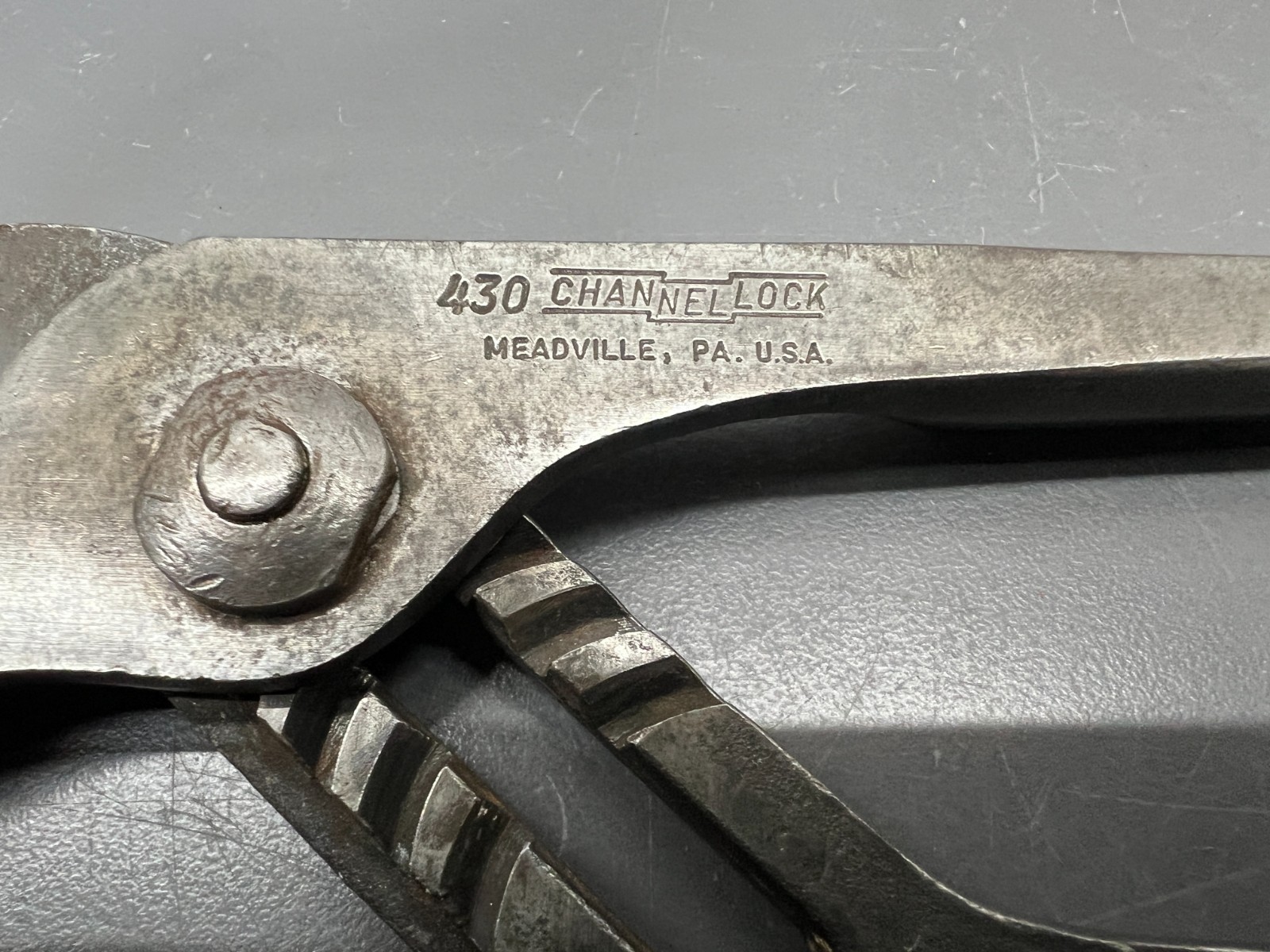 (o) VINTAGE CHANNELLOCK MEADVILLE PAT PEND. 430 TONGUE & GROOVE PLIERS – VGC USA