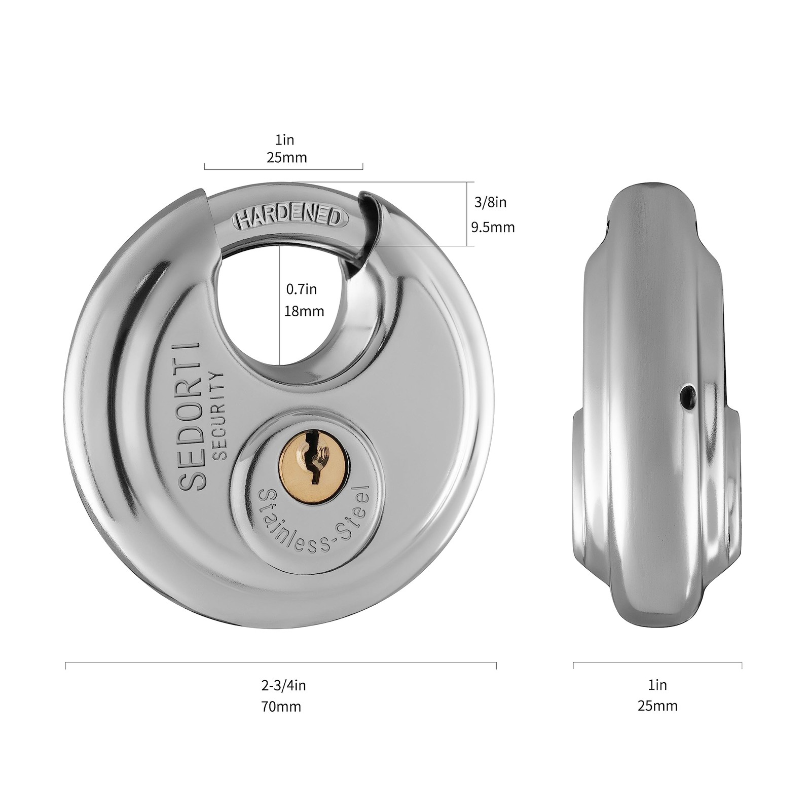 5 Pack Disc Padlocks Keyed Alike 23/4 Inch Stainless Steel Waterproof Outdoor S