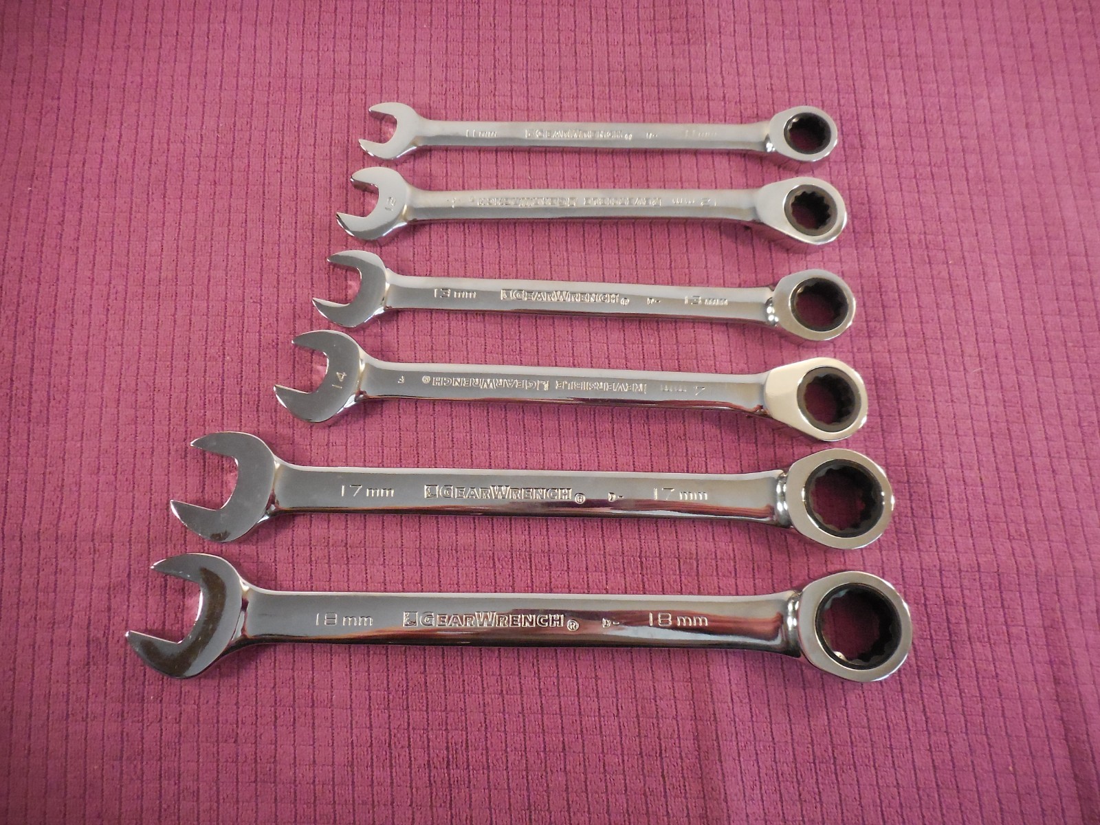 GearWrench 6 PC Ratcheting Combo Wrench(2 Reversible) 11 12 13 14 17 + 18mm GW6