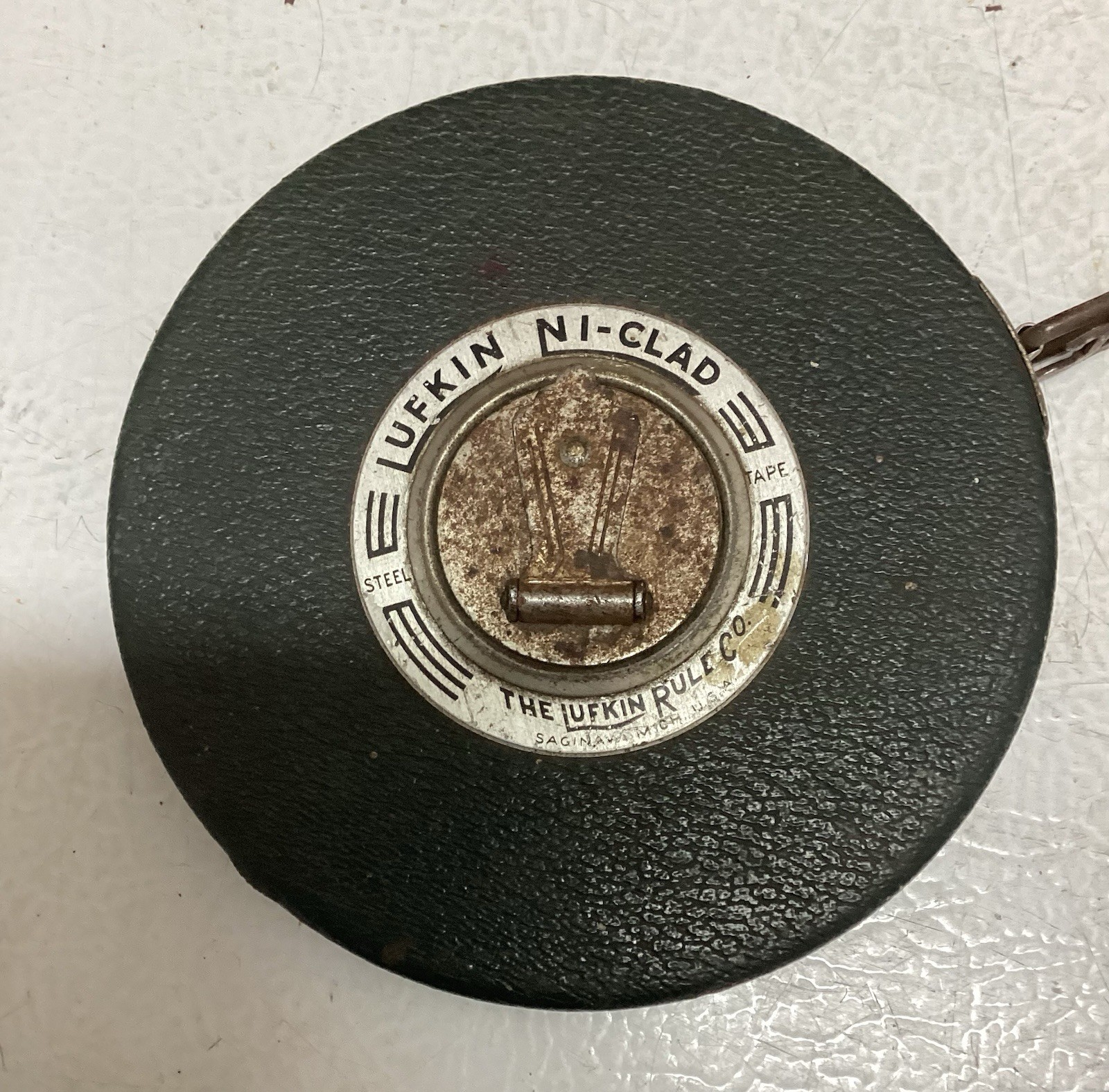 Vtg Lufkin Rule Co Ni-Clad Chrome Steel 100 FT. Hook Tape Measure Saginaw Mich