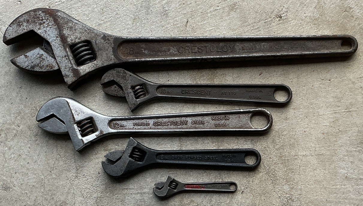 VTG Crescent Tool Co Adjustable Wrench Lot 18” 12” 10”8” & 4”