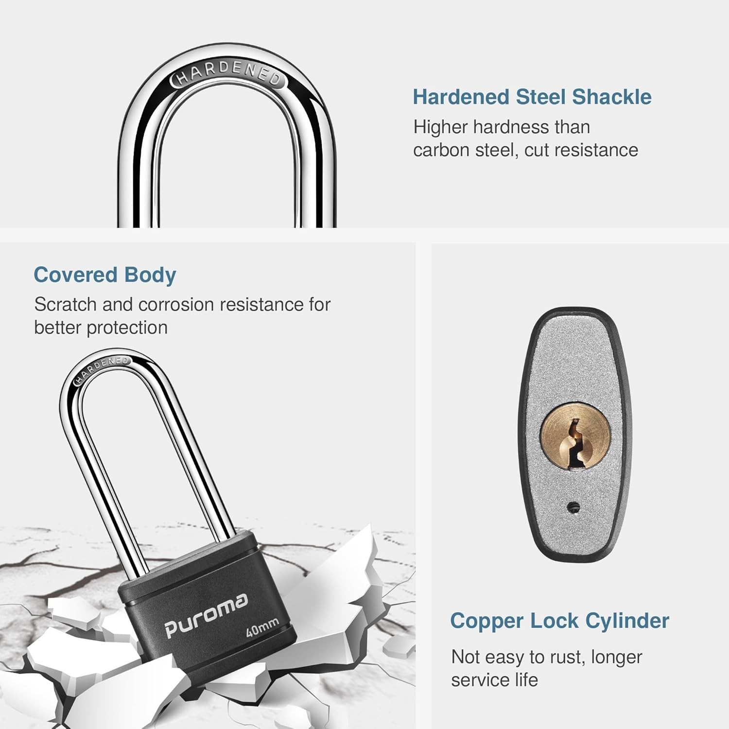 2 Pack Keyed Padlock With 3 Keys 2.5 Inch Locker Lock 40mm Heavyduty Locks For G