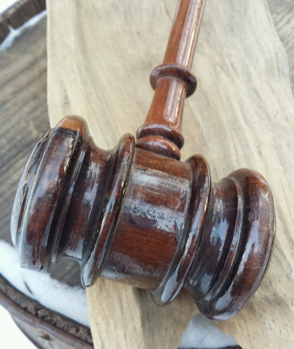 Vintage Small Solid Wood Auction Gavel Original Natural Heavy Gloss Finish 10″