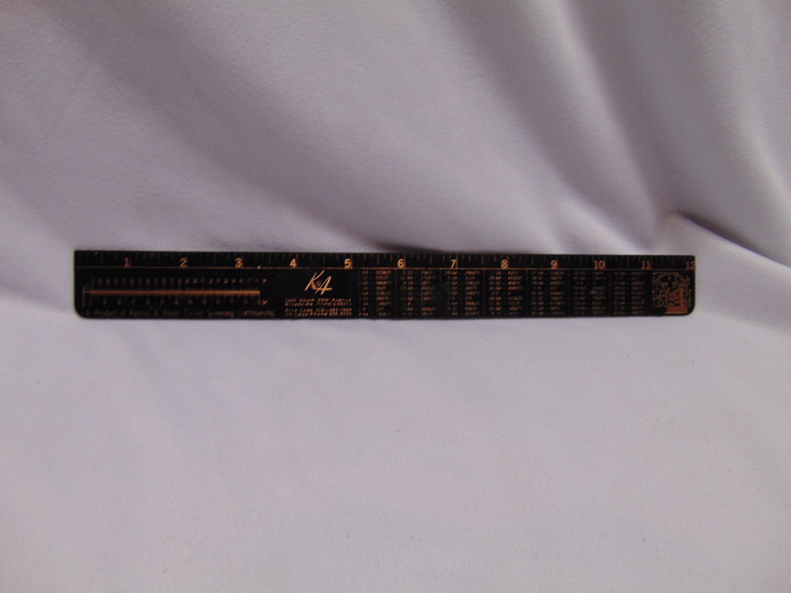 K & A Circuit Screening craftman 12″ ruler black w/ copper engraving Chicago