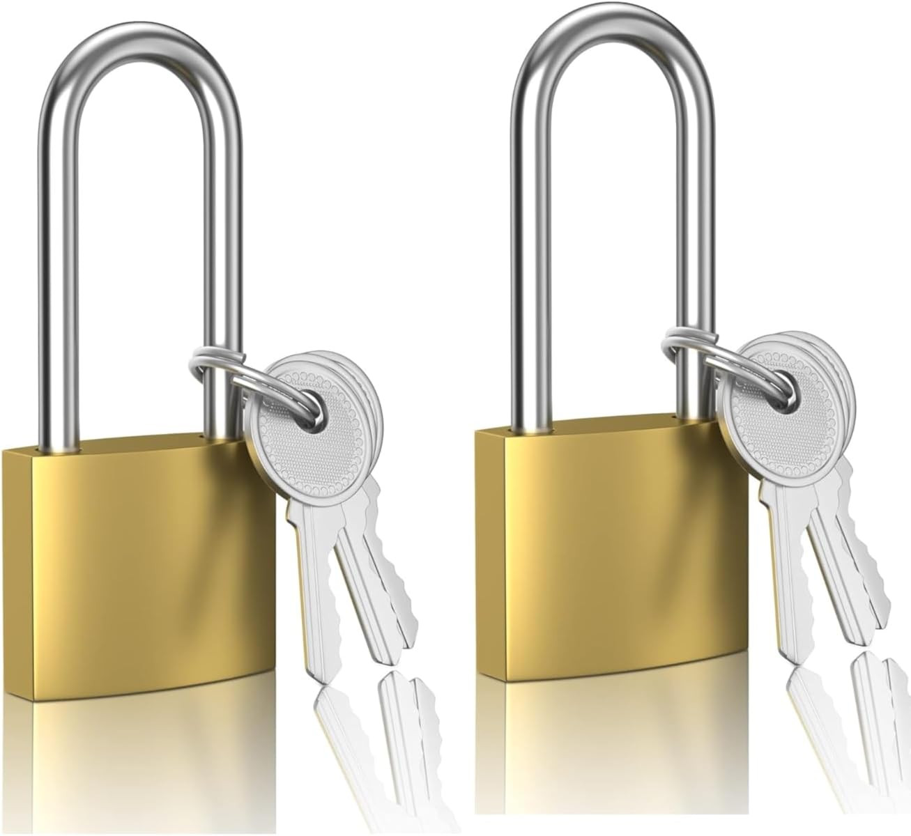 2 Pack Key Locks(keyed Alike), Shackle Length 2.63in, Padlock with Keys, Long Sh