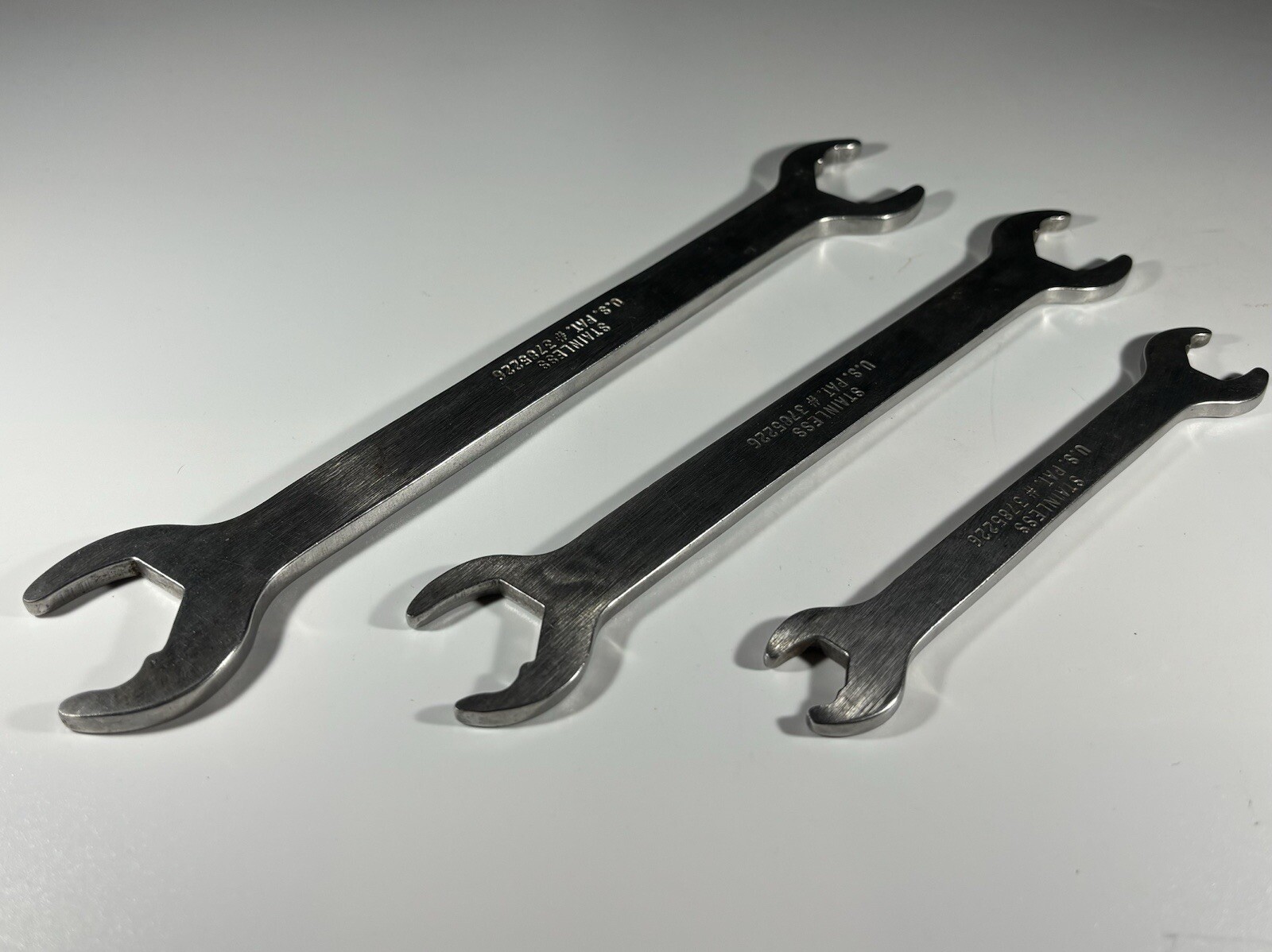 Vintage Lockjaw Stainless Steel Wrenches. Set of 3. USA. US Pat #3785226