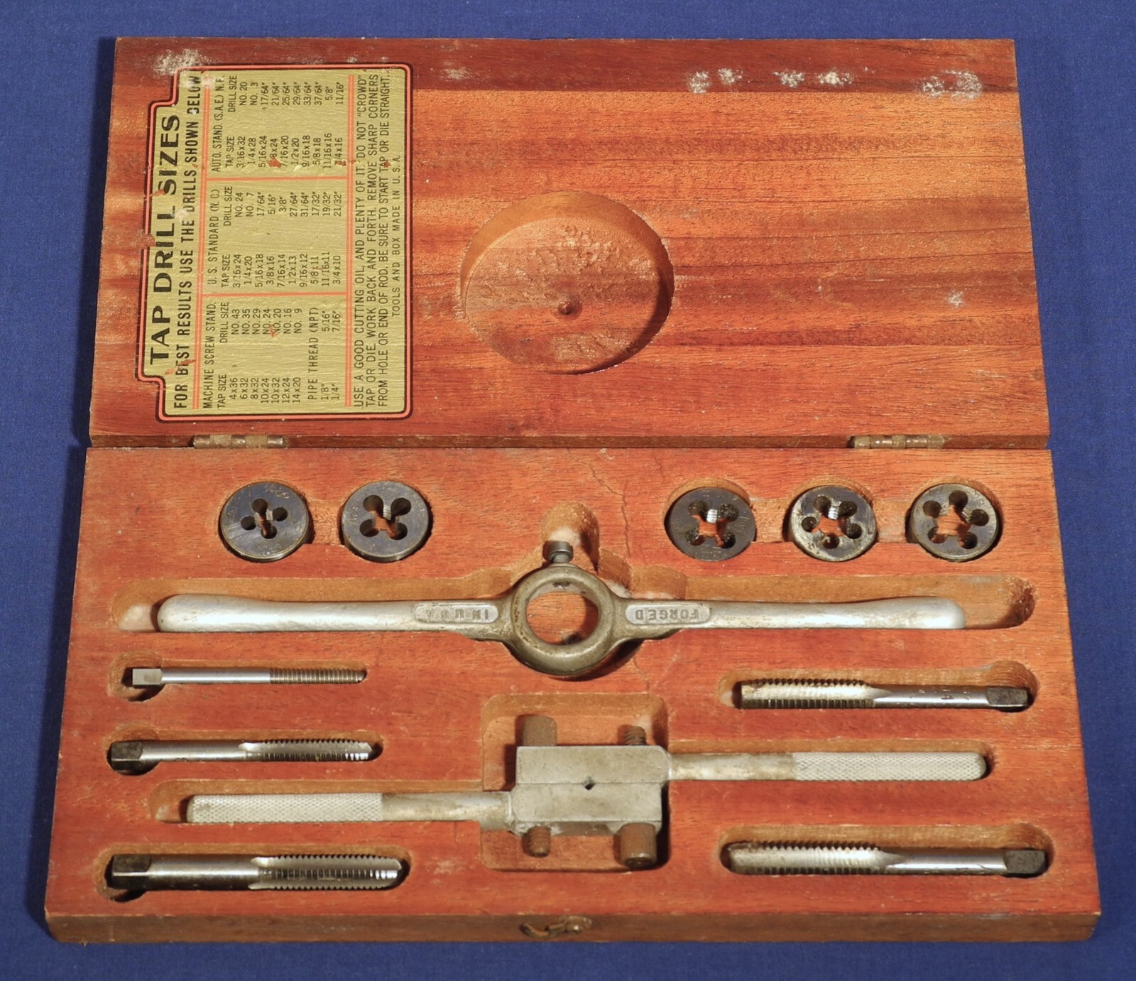 Vintage Ace Tap and Die Set No. 1 Henry L. Hanson 12 pcs. in Original Wood Case