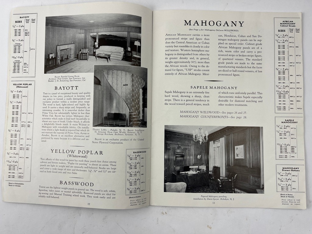 1940 The Plywood Catalog United States Plywood Corp NYC Art Deco Interiors