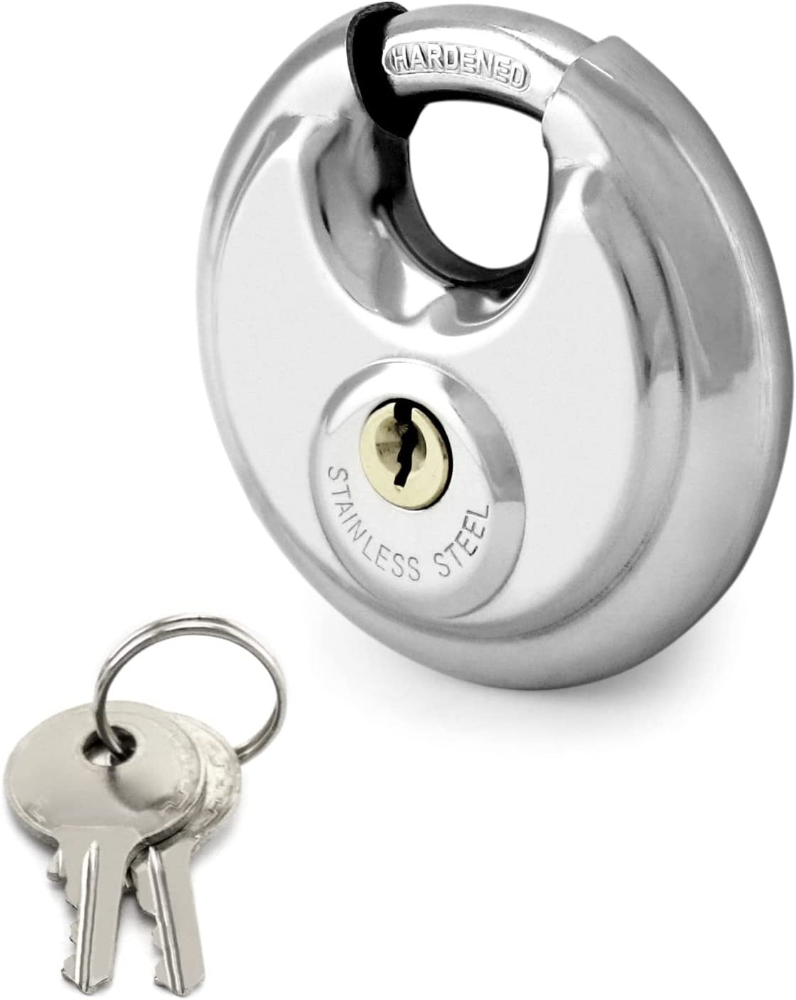 Disc Locks, 1 Pack Heavy Duty Steel Keyed Padlock Disc Storage Locks for Storage
