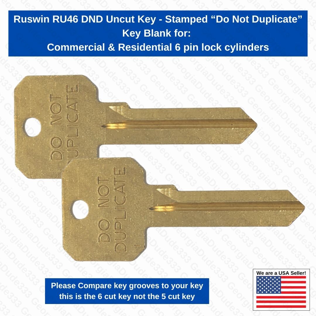 2 Ruswin RU46 DND “Do Not Duplicate” Uncut Key Blank for Commercial/Residential