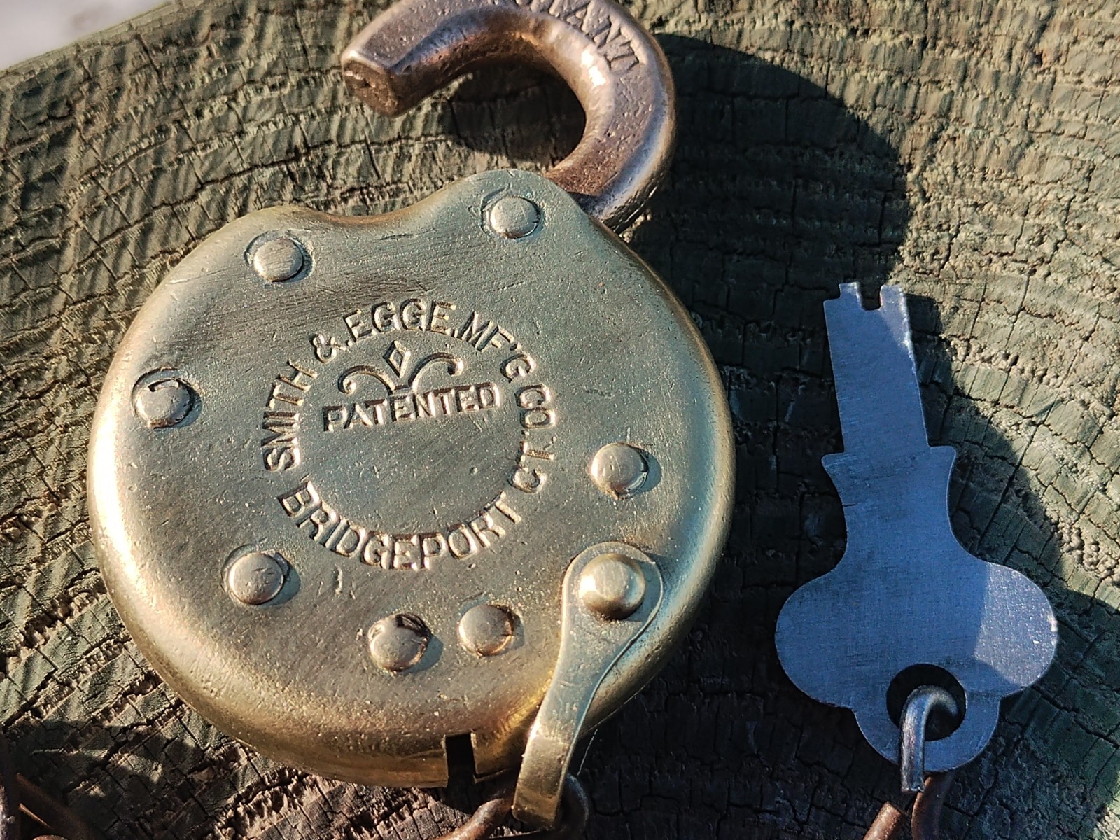 VINTAGE SMITH & EGGE PADLOCK with KEY, WORKS GOOD