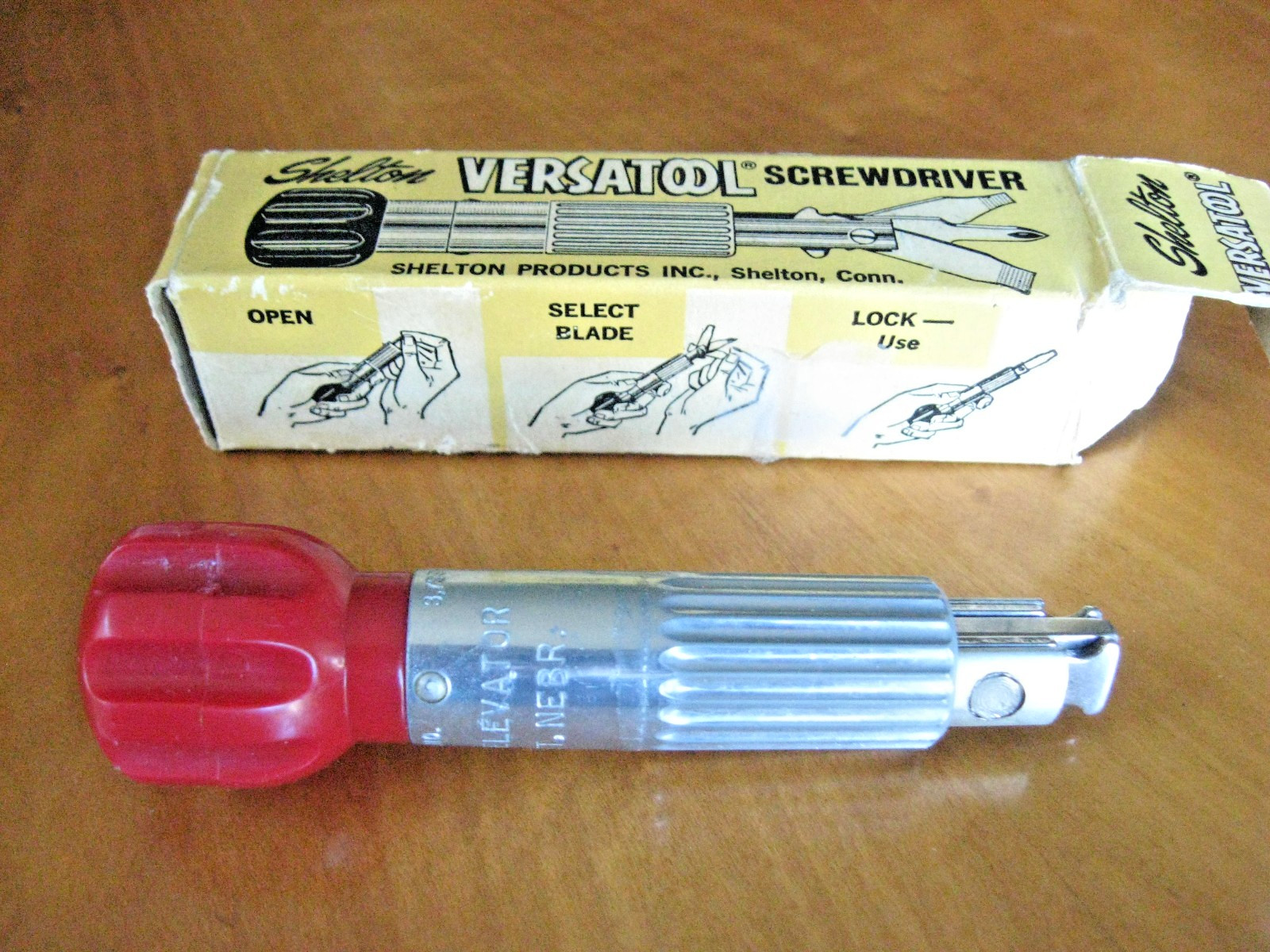 Rare Gen 1 Vintage Non Ratchet SHELTON VERSATOOL SCREWDRIVER Original Box 1950s