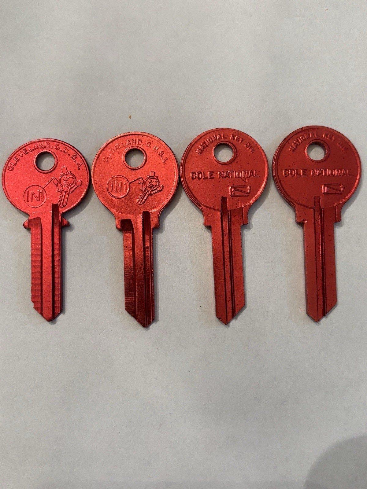 4 Vintage ‘50’s Cabinet/office/GM IGN.The IN1 RED Aluminum Key blank aka 1054F