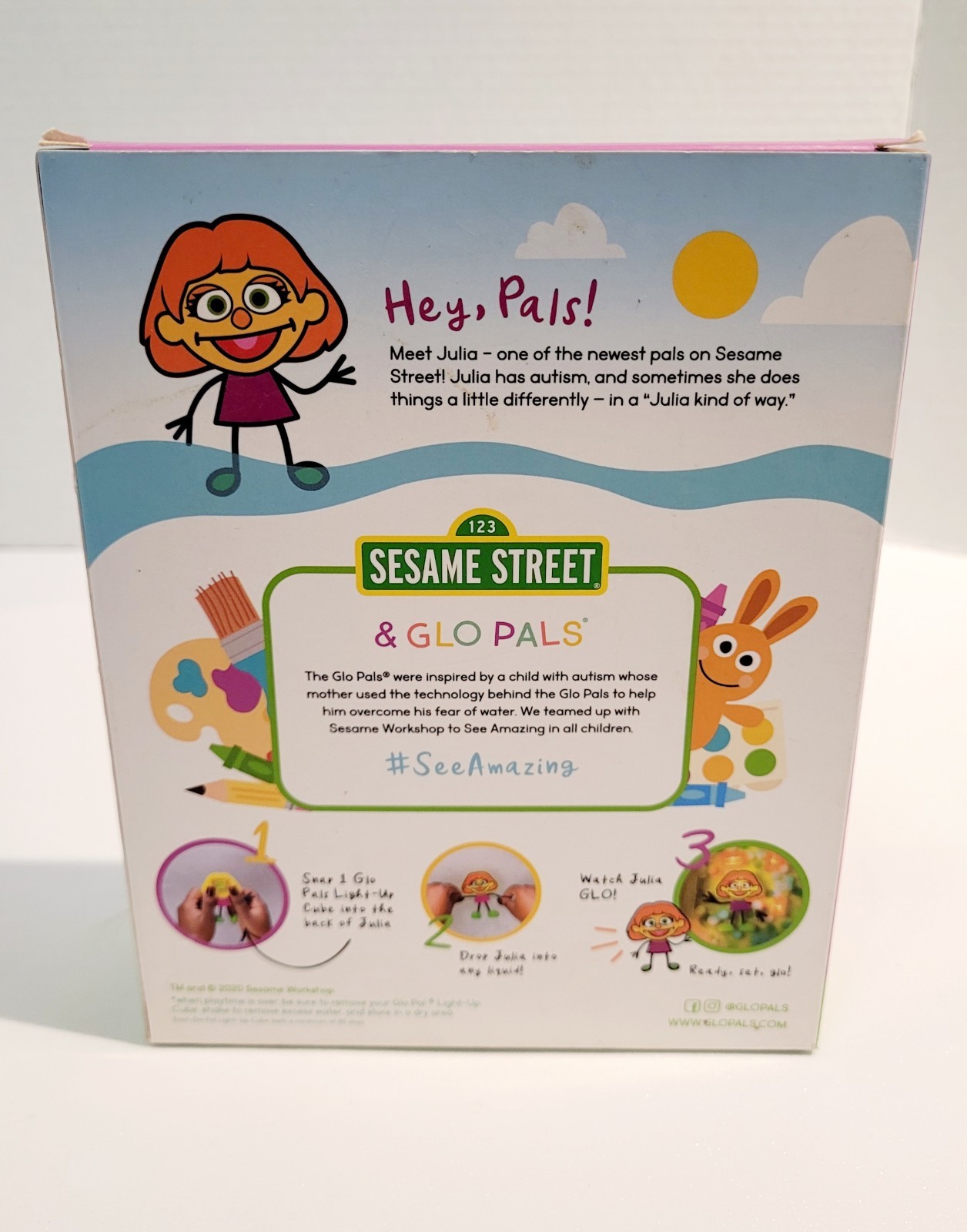 NEW GLO PALS WATER ACTIVATED LIGHT-UP SENSORY TOY-SESAME STREET AND AUTISM-JULIA