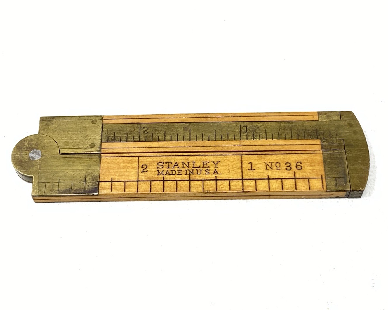 Vintage Stanley No. 36 Boxwood & Brass 6″ Folding Caliper Rule EXCELLENT Cond.!