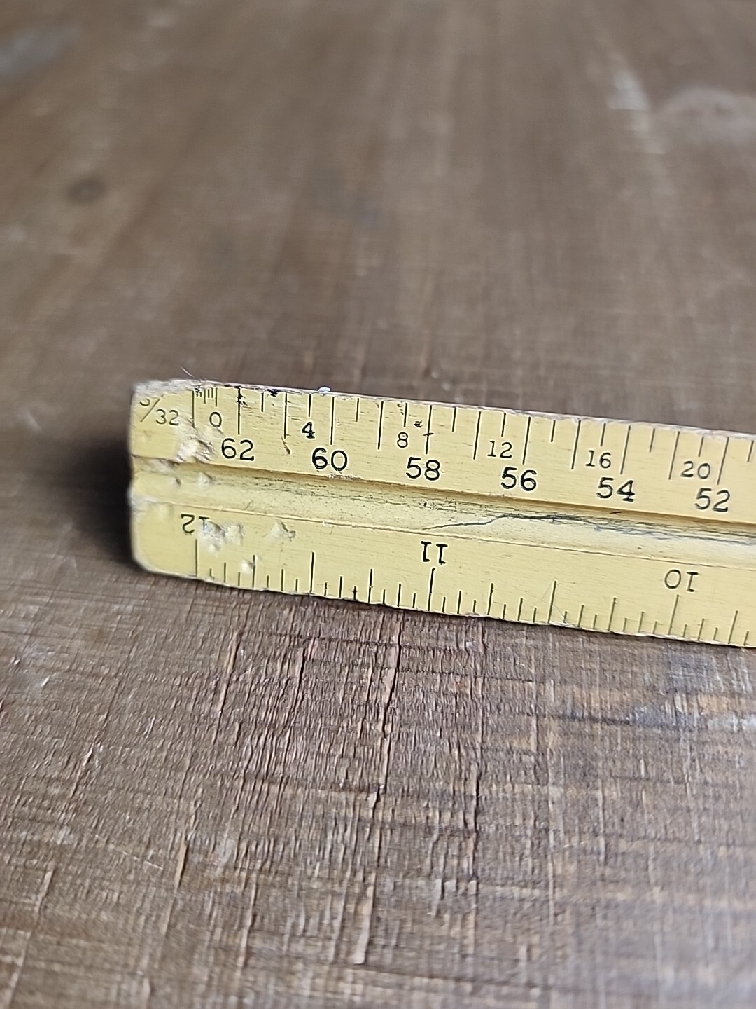 Vintage K & E Co Wooden 3 Sided Triangle Ruler Star Quality 8891 12 Inches