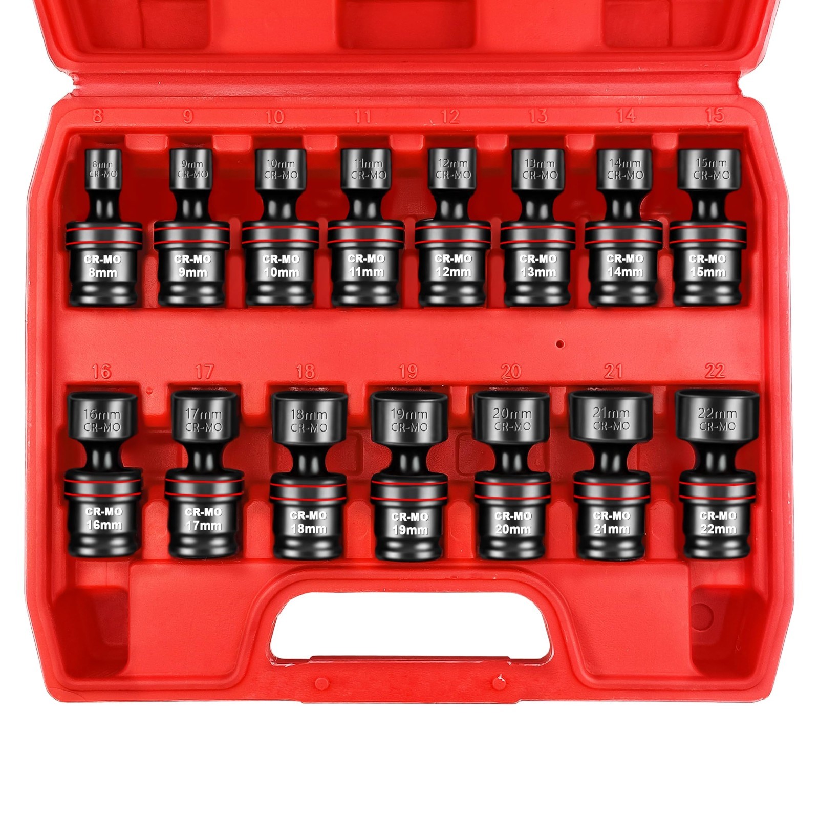 15-Piece Swivel Socket Set 3/8″ Drive Shallow Impact Universal Joint Socket Set