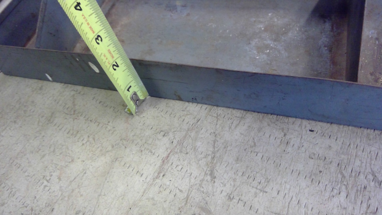 Vintage tool box tray 15 1/8″ x 6 3/8″ x 3″ tall at handle, 1 3/4″ sides