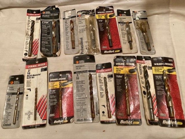MADE IN USA & GERMANY 15 ASSTD VINTAGE BLACK & DECKER PKG DRILL BITS