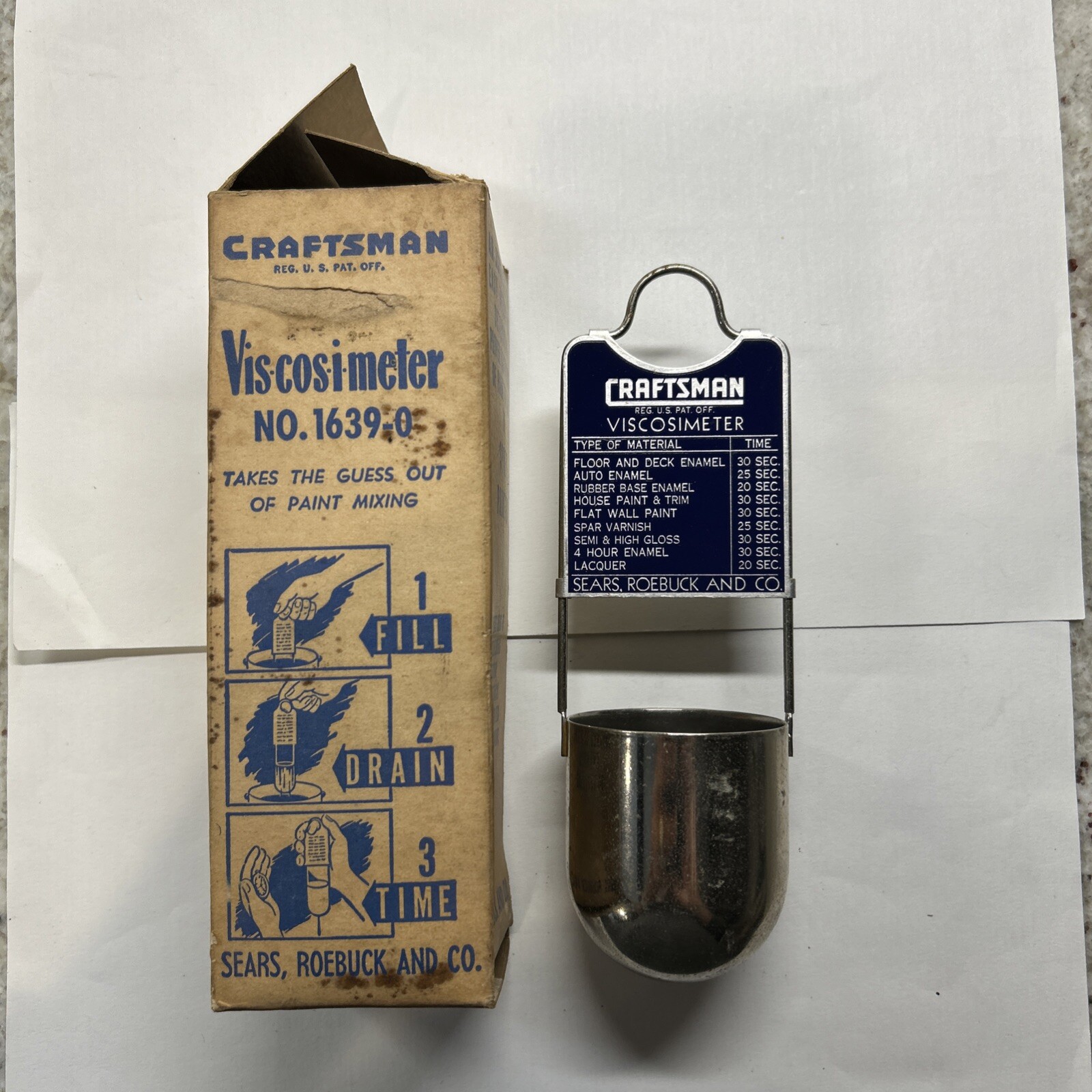 Vintage Craftsman Viscosimeter Sears , Roebuck And Co Painters Tool Part 1829
