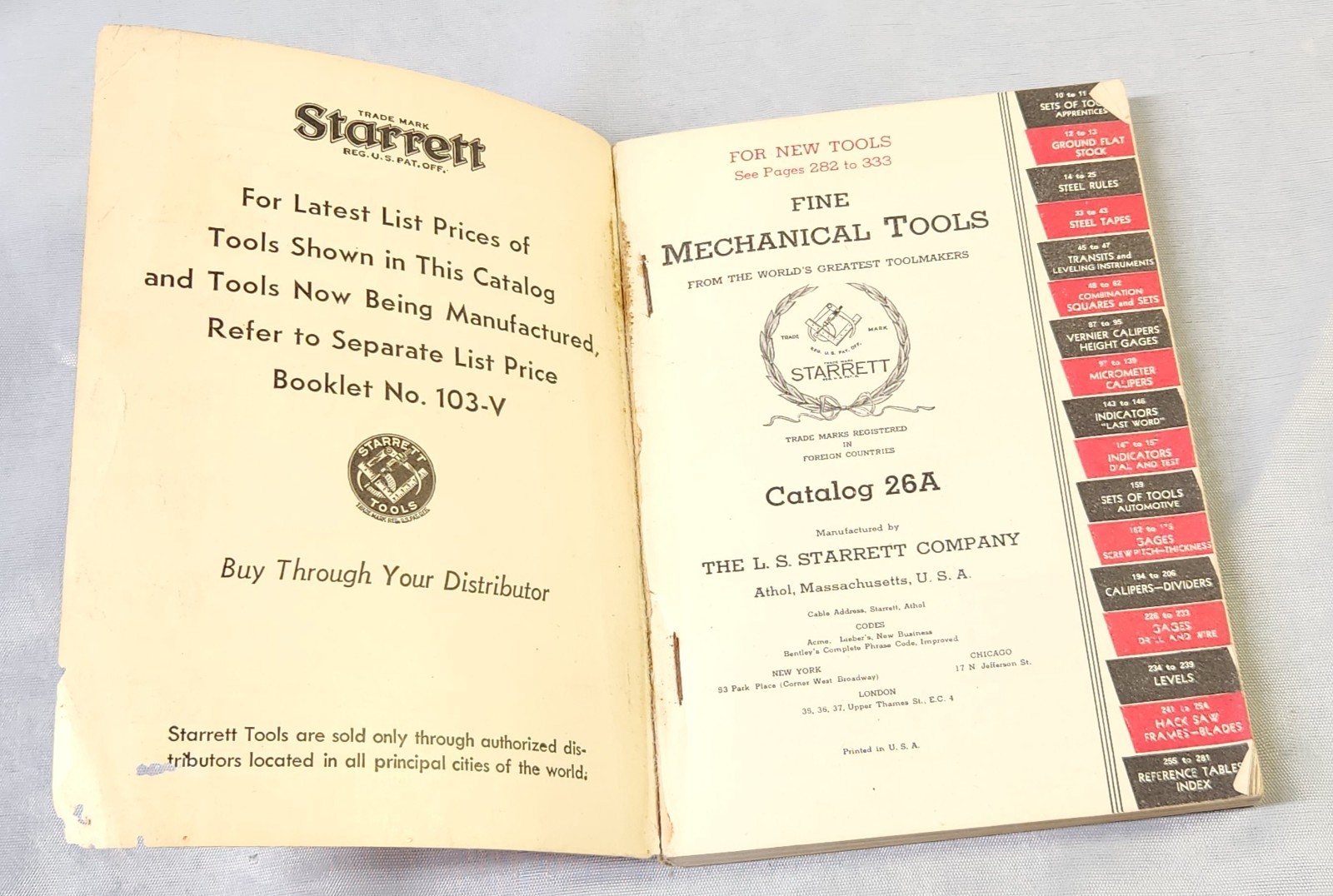 VINTAGE 1953 STARRETT FINE MECHANICAL TOOLS CATALOG + STARRETT POCKET PROTECTOR!