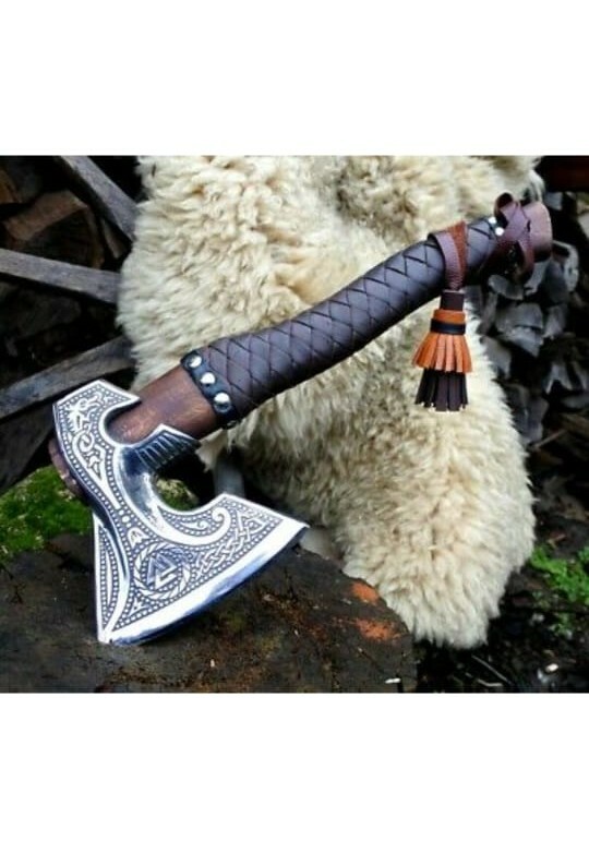 New Custom Made Carbon Steel Bearded Viking Bushcraft Outdoor Axe Ash Wood Hand