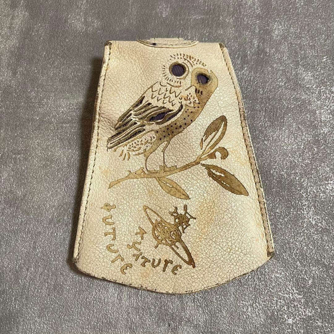 Vivienne Westwood Key Case Owl Orb Logo 9cm x 12cm White Used Vintage