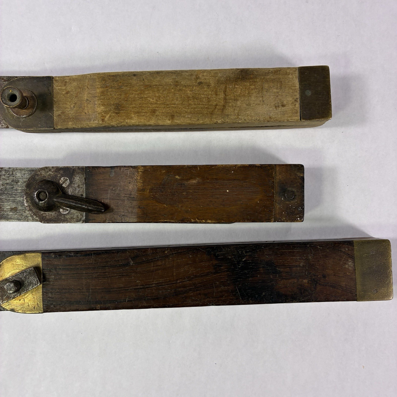 3 Vintage Wooden Folding Metal Bevel Squares Carpenter Woodworking Tools