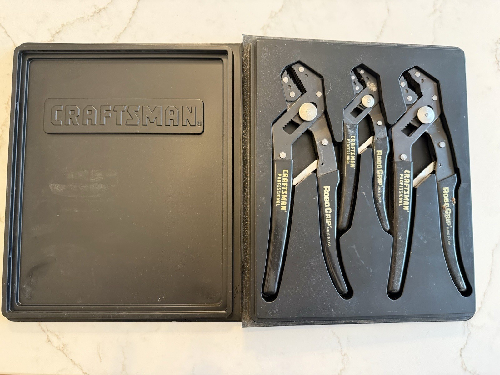 Sears Craftsman Professional Robo Grip 3 Pack With Case Pliers 45017 USA Nos