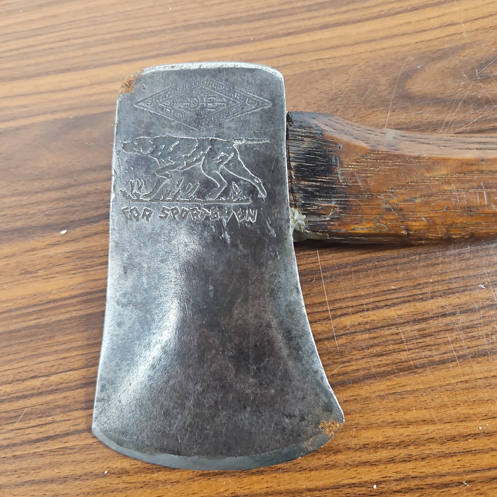 Shapleigh Hardware Diamond Edge For Sportsmen Hatchet Axe Pointer Dog Embossed