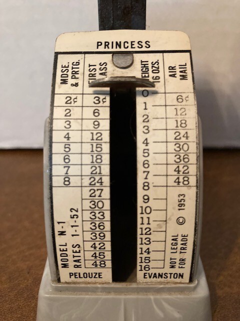 Vintage 1950’s Pelouze Evanston Princess Model N-1 16oz Postage US Mail Scale