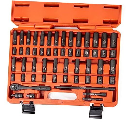 02437A 1/4 Drive Impact Socket Set Metric & Standard, Deep & Shallow 54 Piece