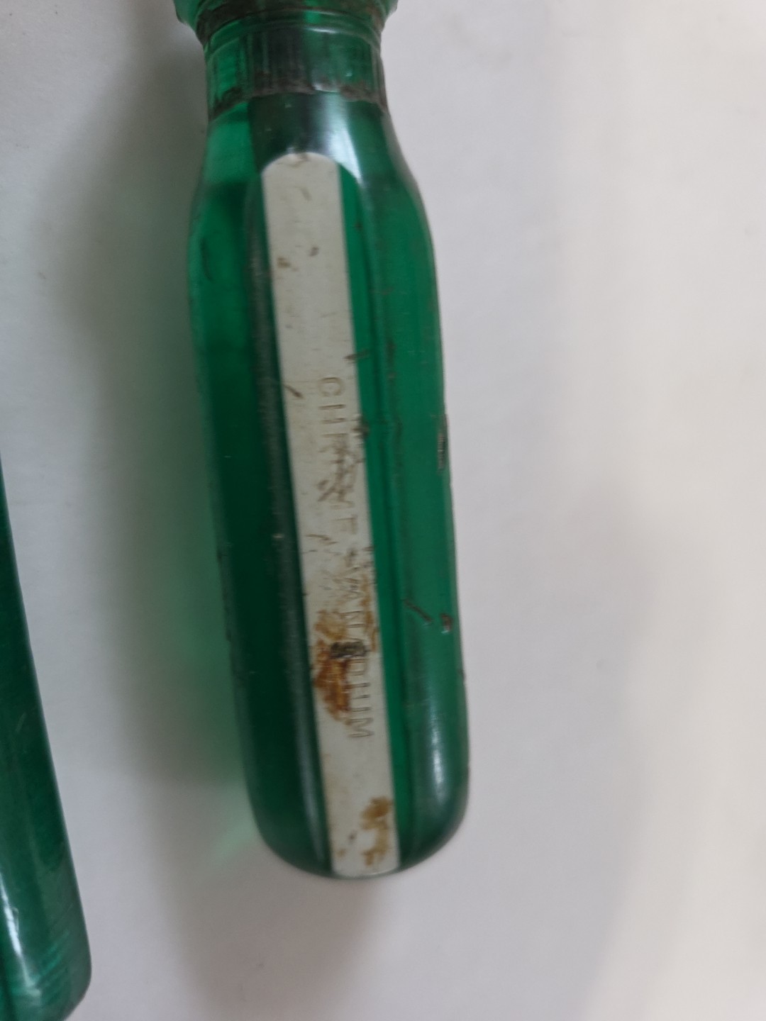 Vintage S-K Hand Tools 70086 Green and White Slotted Flat Tip Screwdriver USA
