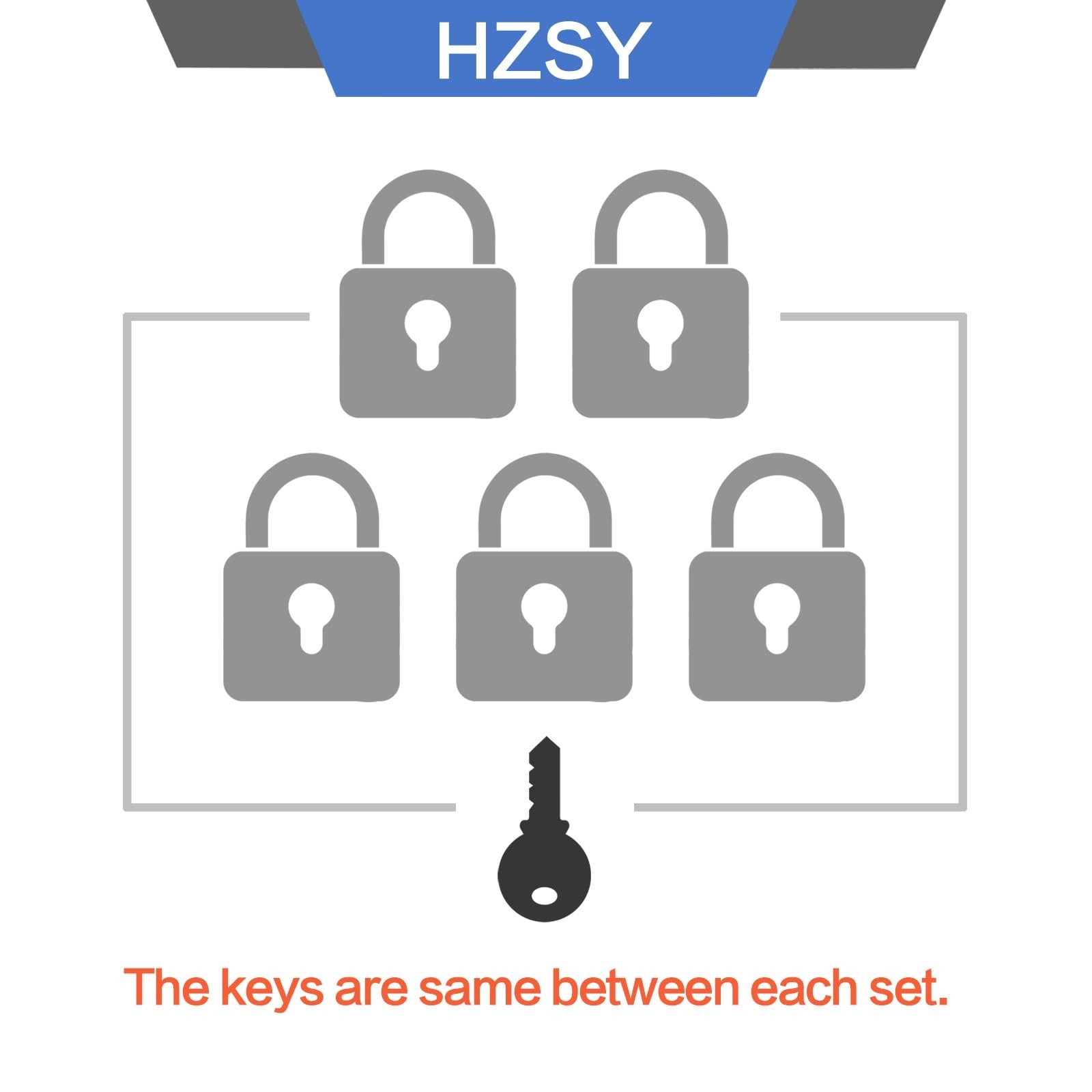 Keyed Alike Padlocks 6 Pack, Laminated Steel, 40mm, Long Shackle for Gates, Tool