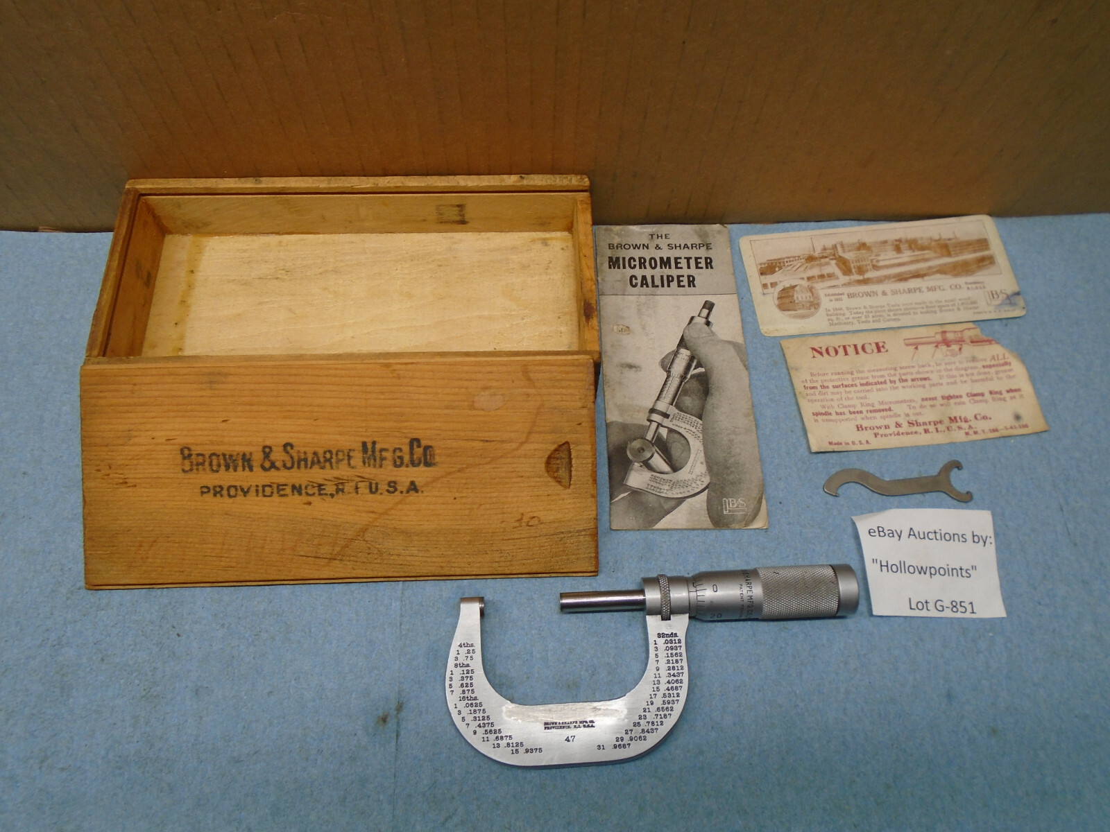 Brown & Sharpe #47 1-2″ Outside Micrometer Satin Finish w/ 61RS Box Etc. G851