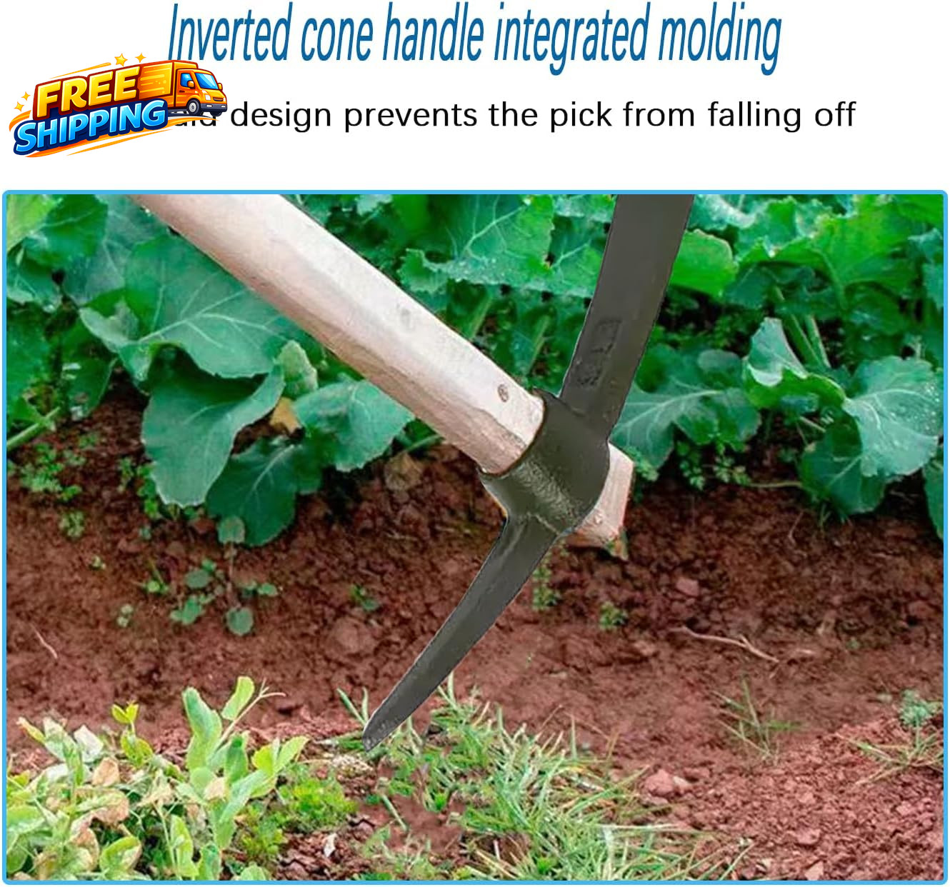 Forged Heat Treated One Piece Intact Cast Iron Hoe Weeding Garden Pick Axe