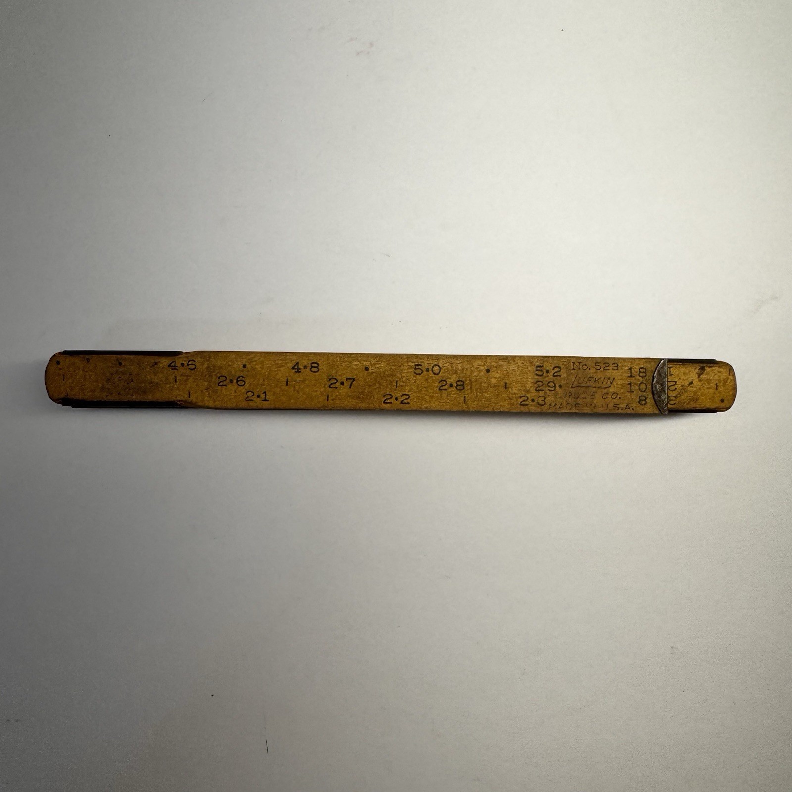 Vintage Lufkin No. 523 Folding Wooden Carpenter Rule 6 Ft Saginaw MI USA 1930s
