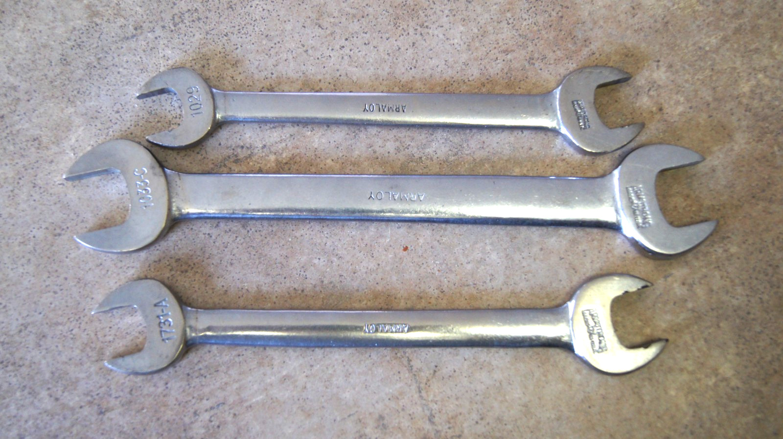 3 Vintage Armstrong Armaloy Double open end wrenches# 1033-C,1731-A,1029