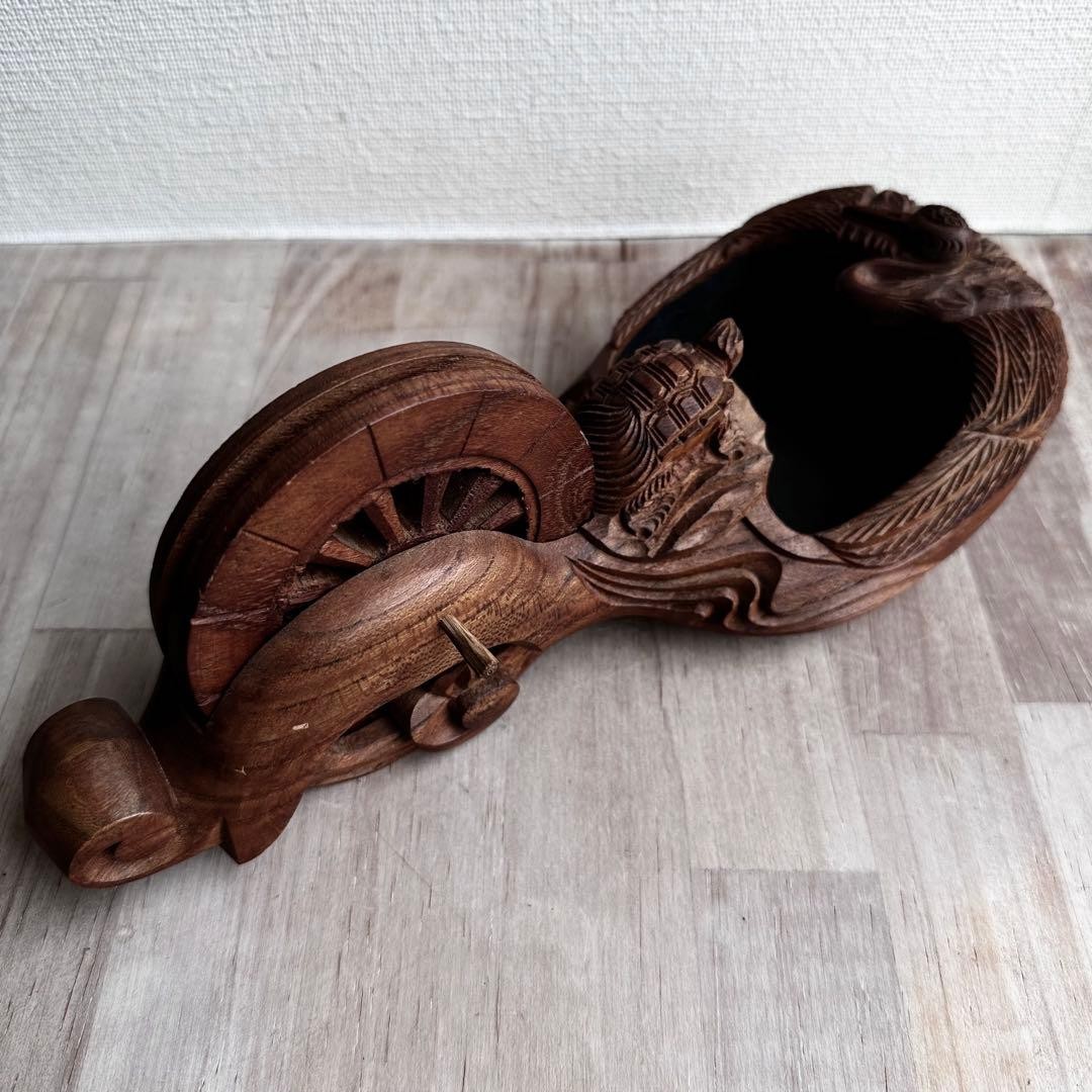 SUMITSUBO Japanese Ink pot Carpenter tool Wood Carving 255mm Crane Turtle mzmr
