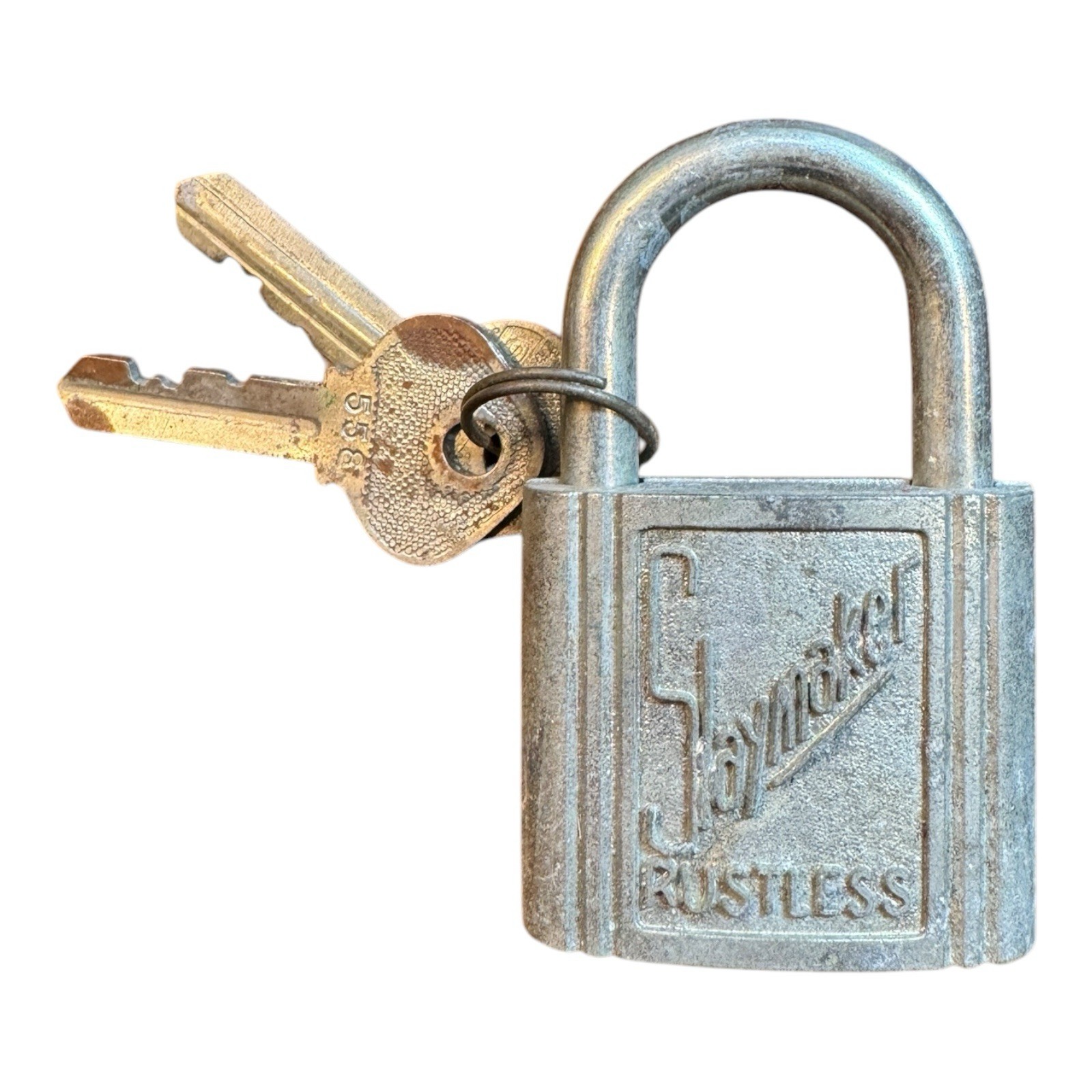 Vintage Saymaker Rustless Padlock with Keys Made in USA Industrial Lock