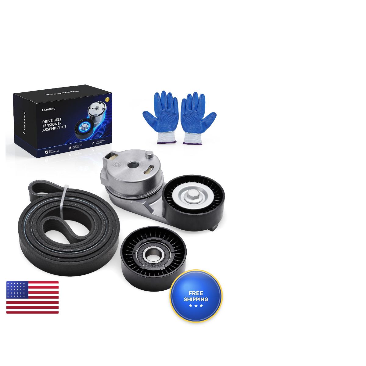 Loautong Serpentine Belt Tensioner Pulley Kit For Chrysler 300 5.7L 2006-2010